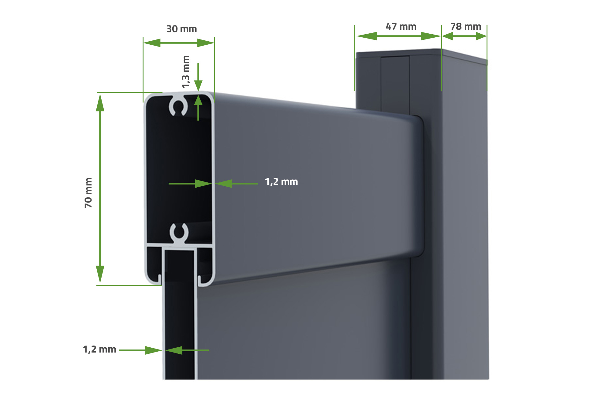 VOGEL Cancello pedonale manuale in alluminio, semi traforato 106 x 180 cm, grigio - 8