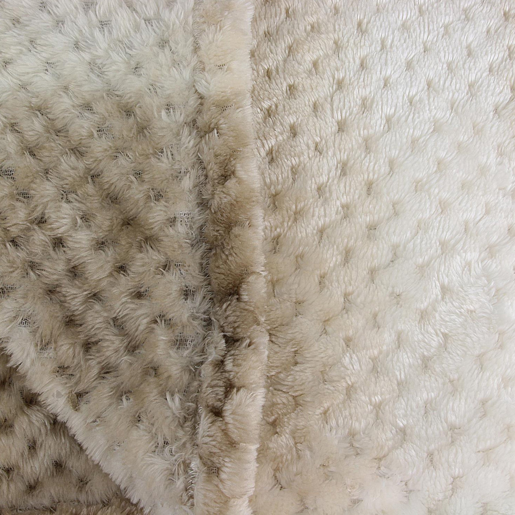 Plaid XXL en polyester 150x200 cm OURAL nid d'abeille dégradé de beige - 3