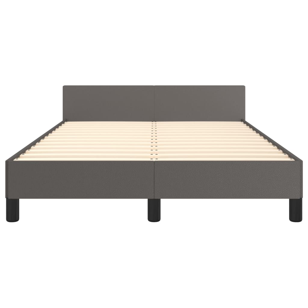Cadre de lit sans matelas gris en similicuir, pour la chambre, 120 × 190 cm - 5