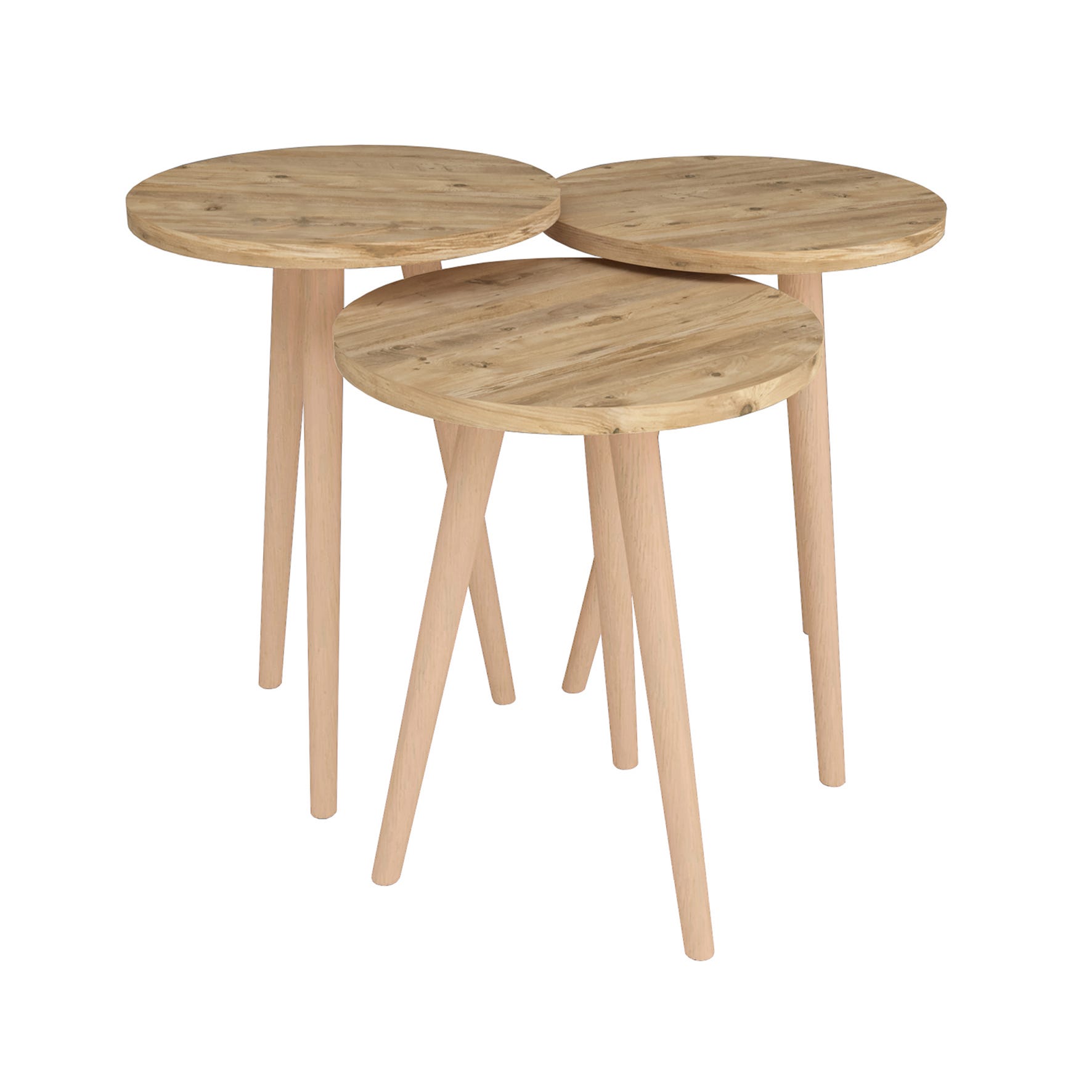 Ensemble De 3 Tables Basses Rondes Style Nordique Pieds En Bois De ensemble-de-3-tables-basses-rondes-style-nordique-pieds-en-bois-de