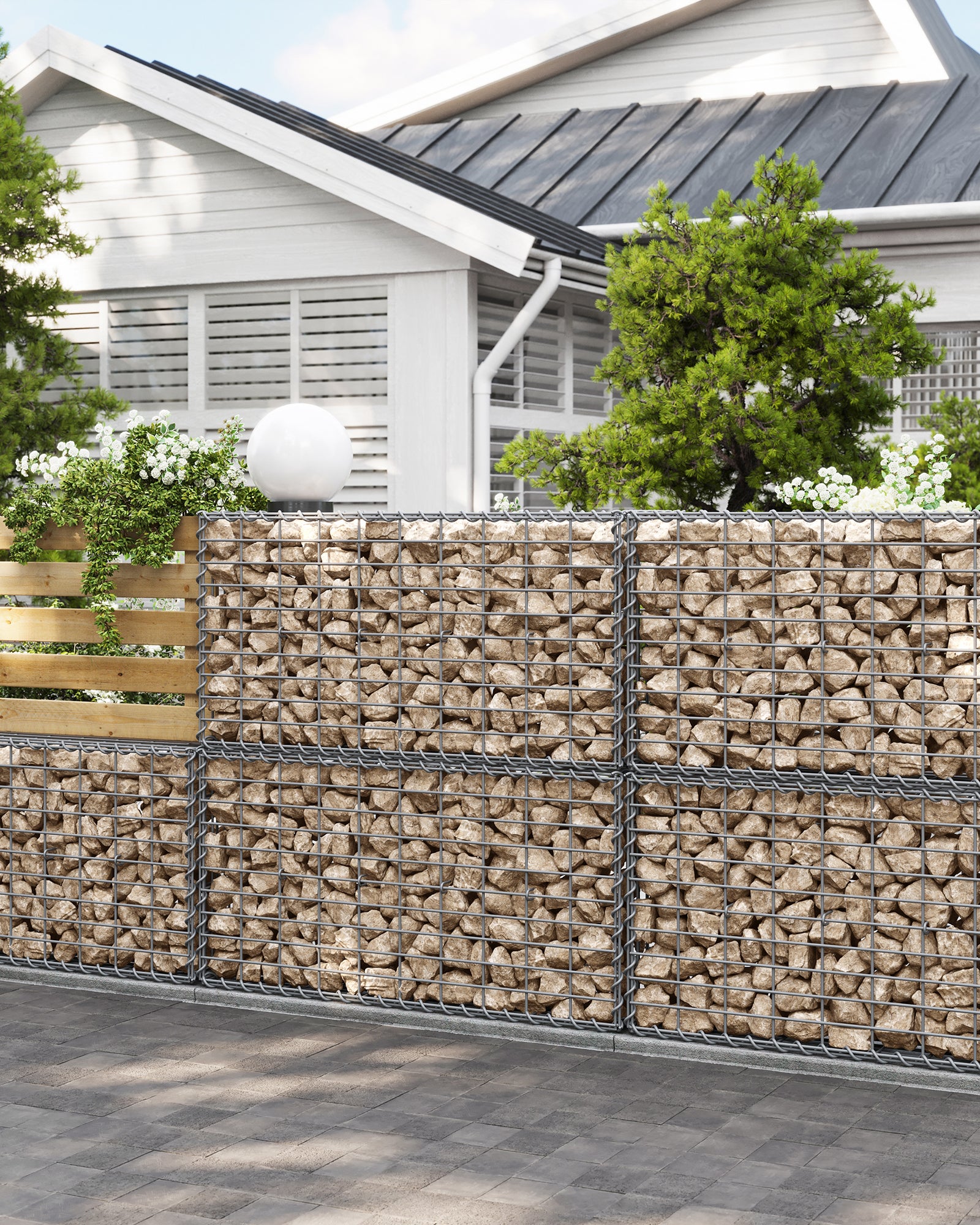 Lot de 2, Gabion pour Pierre, 100 x 50 x 30cm, cloture gabion, Argent, Cage en Métal, Panier à Pierre, Décoration de Jardin - 8