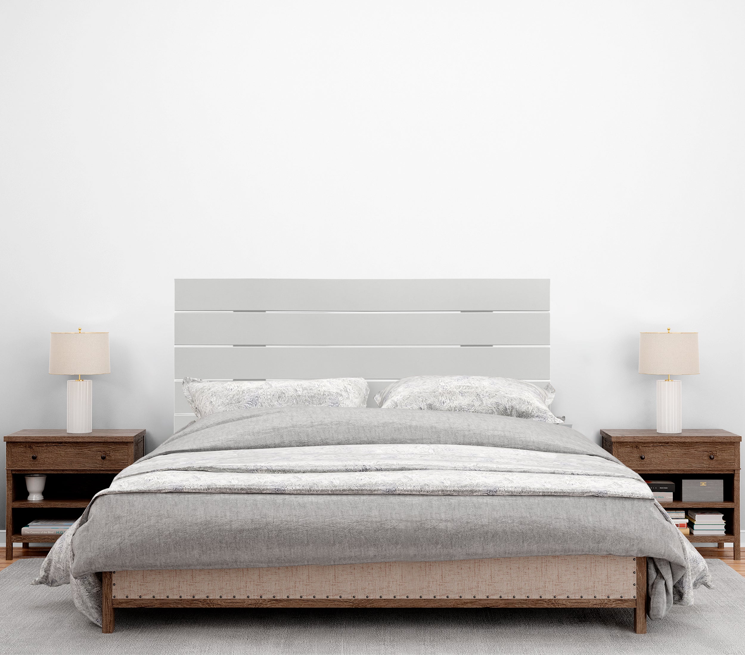 DHOME Cabecero de Madera reciclada DM Estilo Palet Horizontal 95x46cm Camas 90 - Blanco Sólido - 5