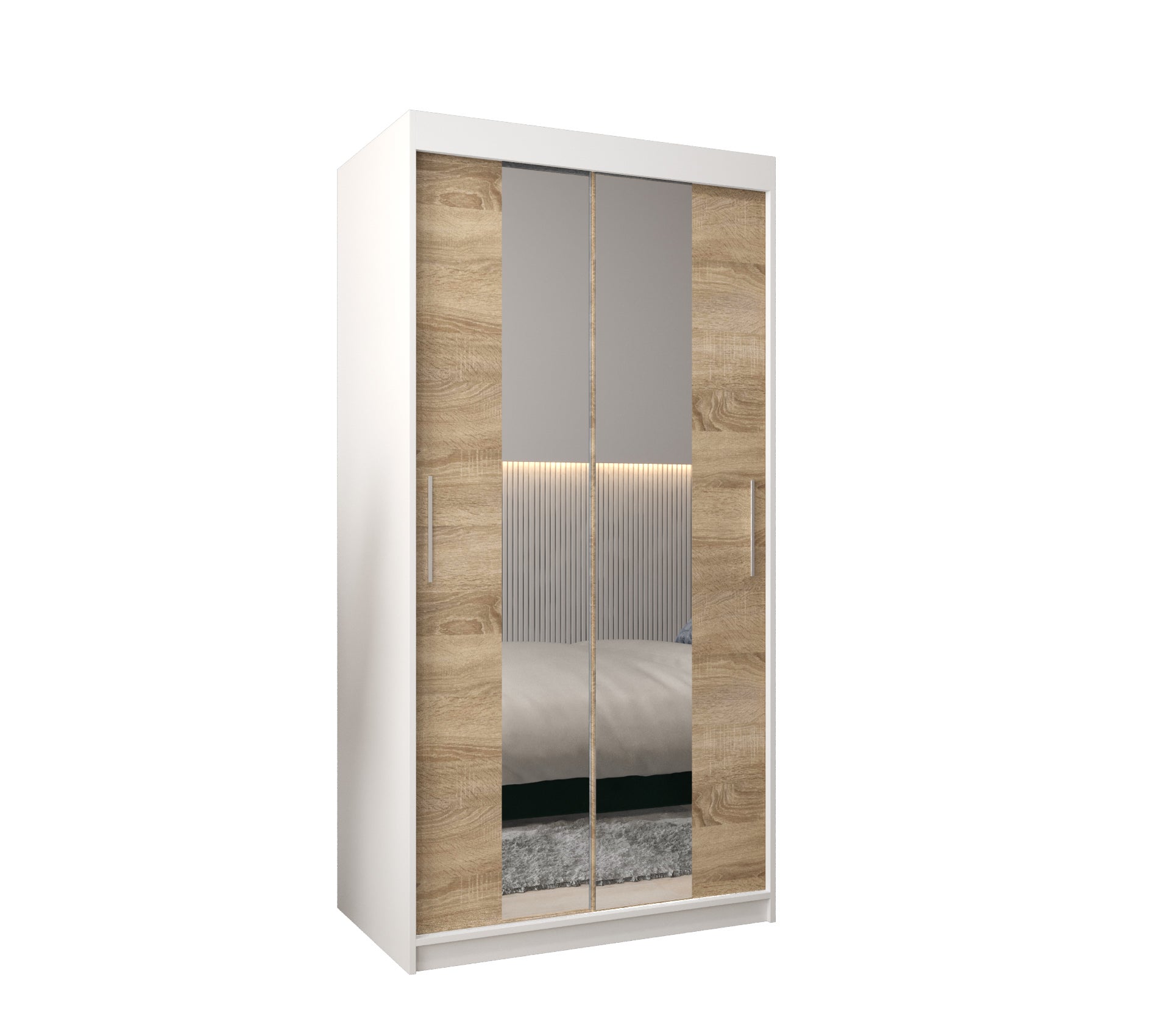 Szafa przesuwna garderoba TOKYO 1 100 x 62 x 200 cm Biały + Sonoma - Abiks Meble