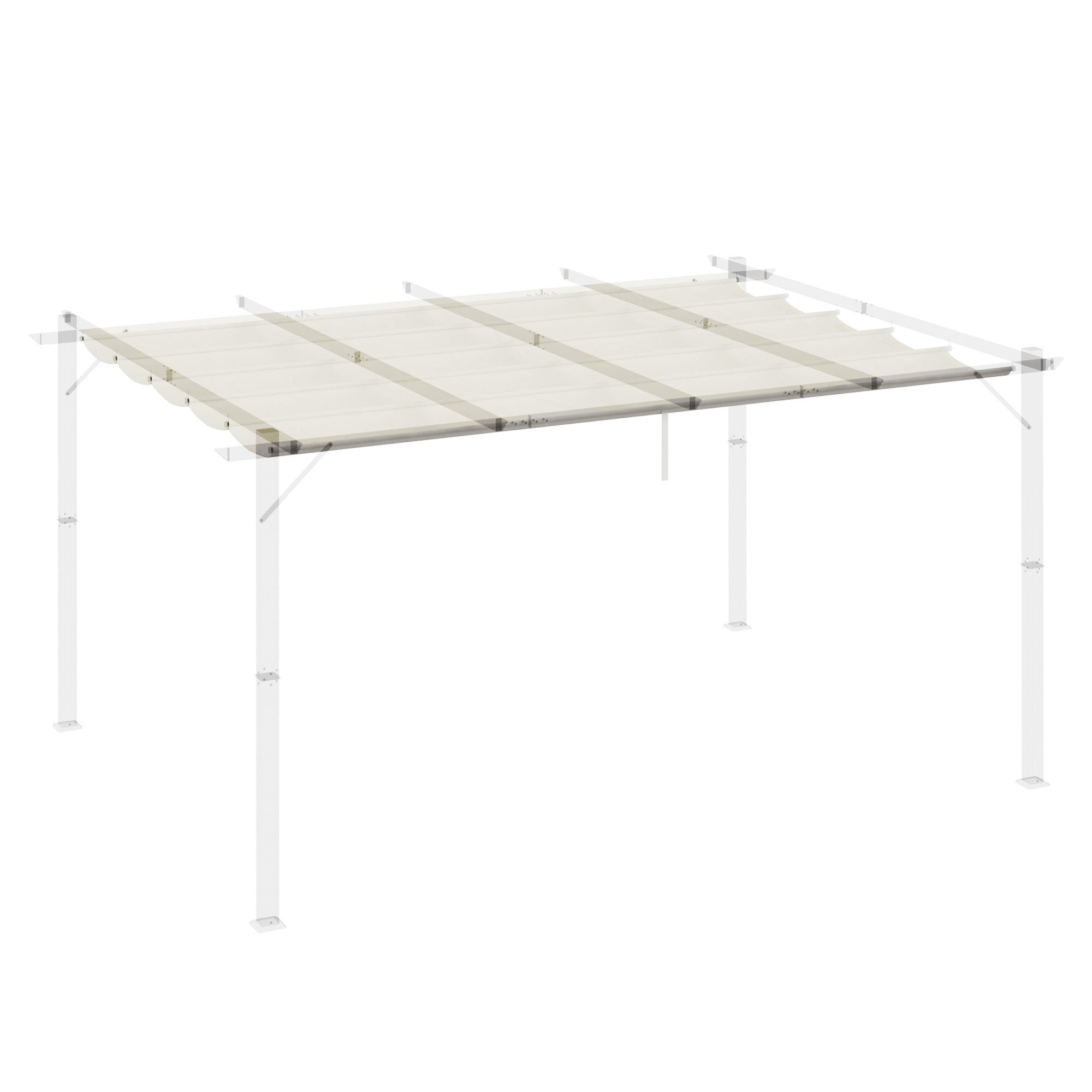 Cubierta para pérgola toldo retráctil Outsunny 350x250 cm crema - 4