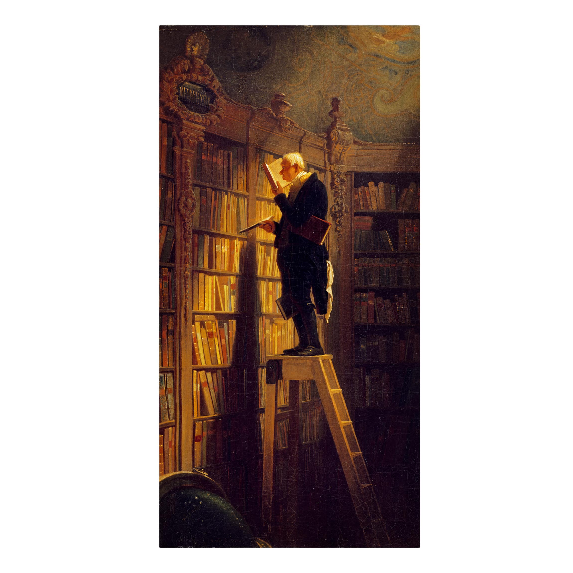 Impression sur toile tableau sur toile châssis marron Carl Spitzweg femme portrait peinture 201 chambre à coucher salon couloir 60 x 120 cm - 5