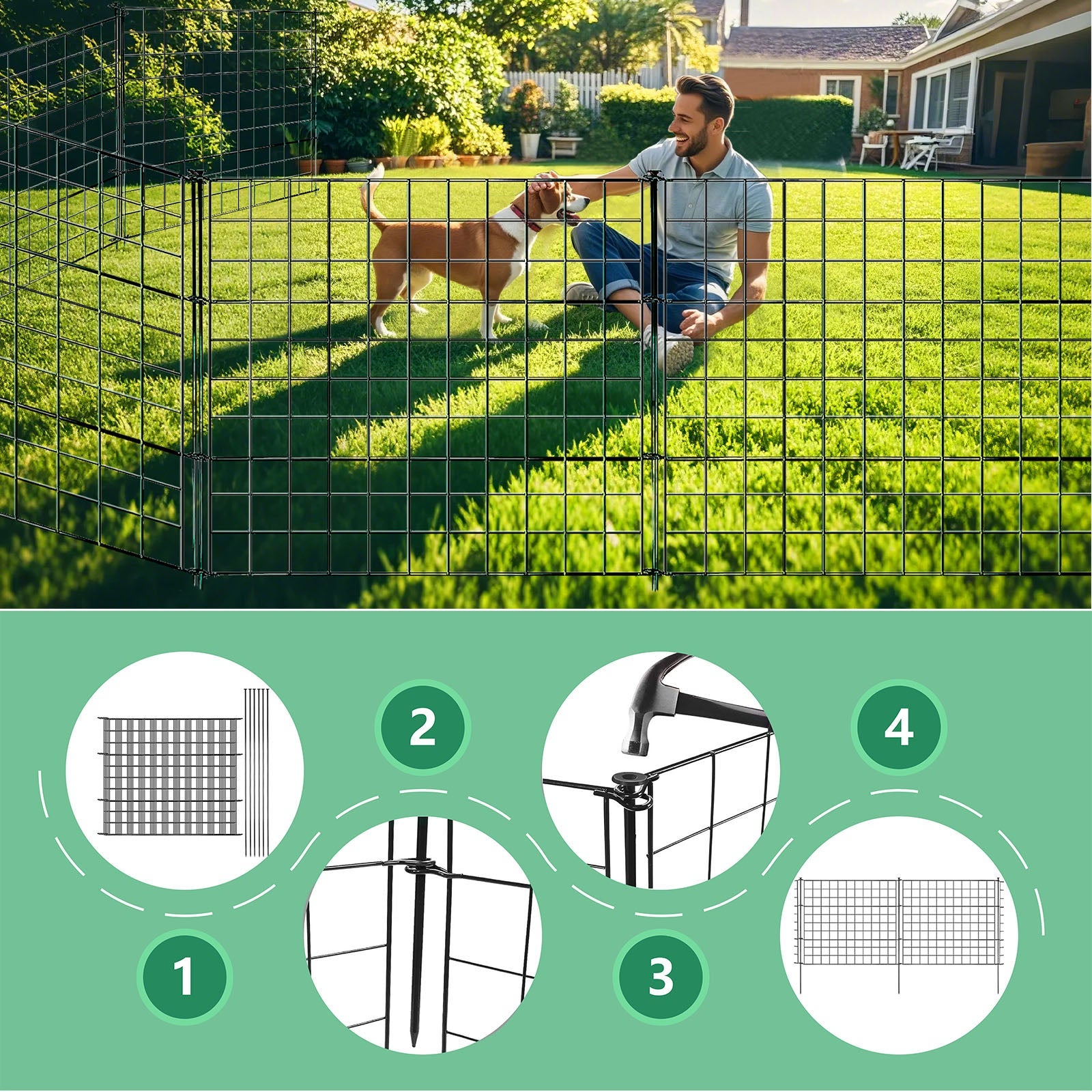 Set de 5 clôtures métalliques à emboîter Anthracite - 3