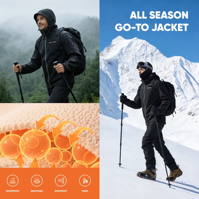 Veste de Travail à Capuche Taille L Blouson & Softshell Homme - Imperméable, Coupe-vent, Chaude et Respirante, avec Bandes Réfléchissantes - Noir