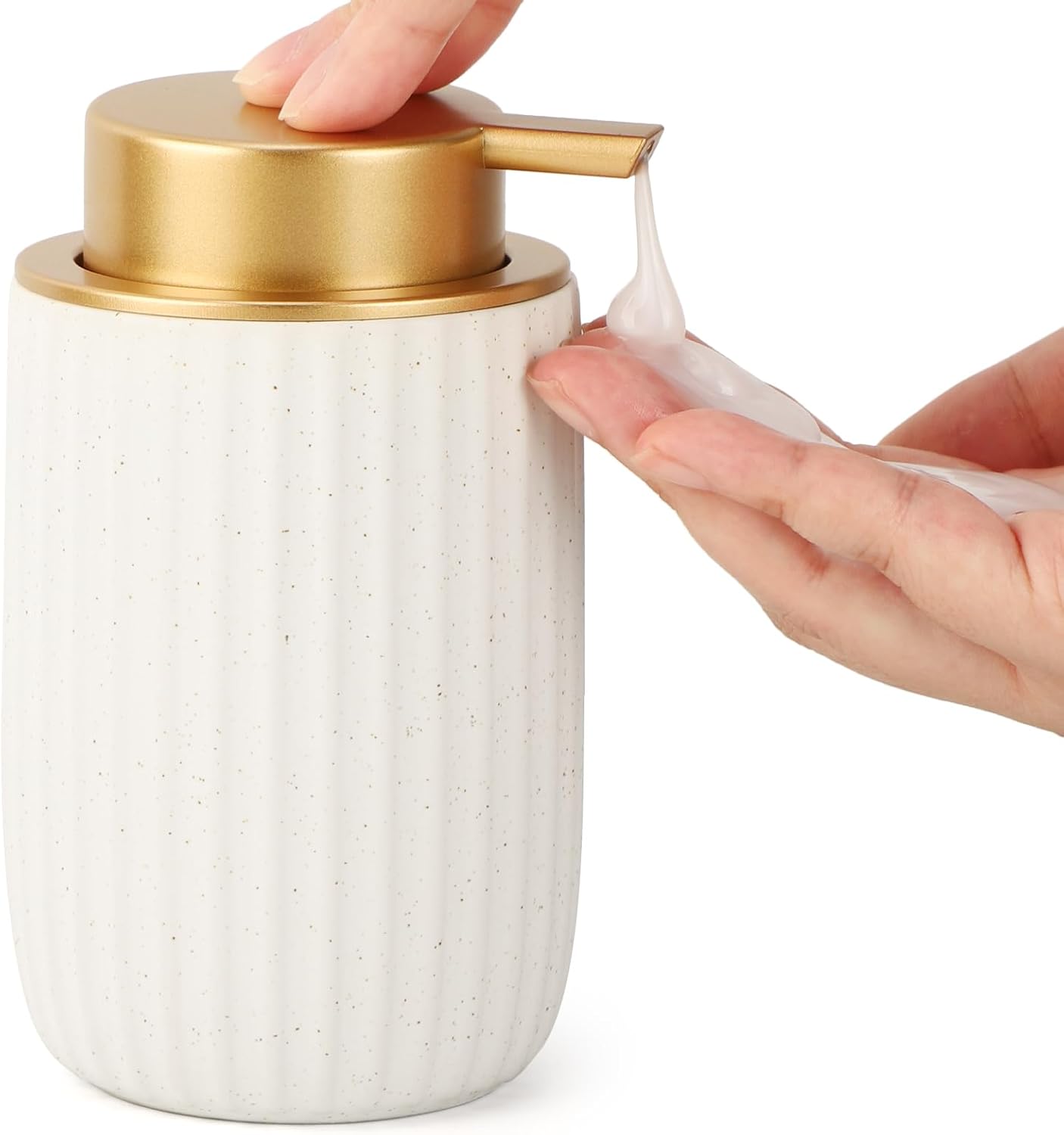 Dozownik do mydła w płynie, dozownik do szamponu i żelu pod prysznic 320 ml, ceramiczna butelka na szampon, napełniana pompka do mydła w płynie