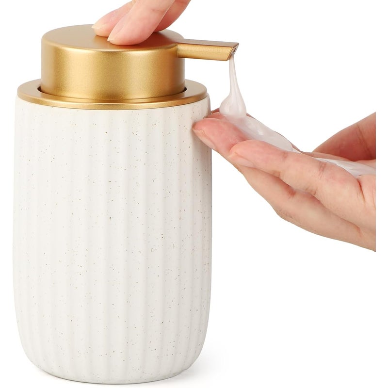 Dozownik do mydła w płynie, dozownik do szamponu i żelu pod prysznic 320 ml, ceramiczna butelka na szampon, napełniana pompka do mydła w płynie