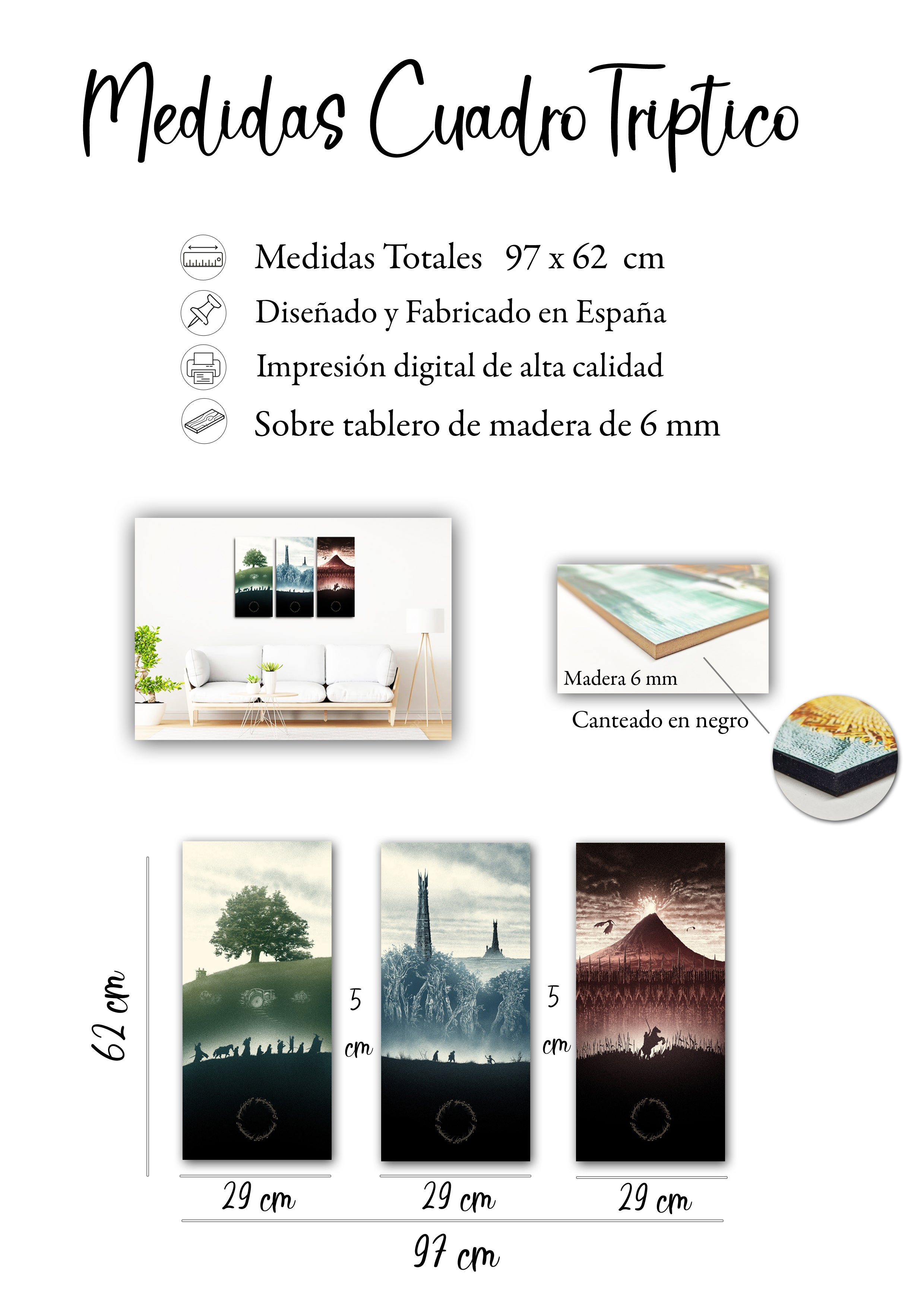 Set quadri decorativi Colosseo Romano, Roma, Italia, 7 meraviglie del mondo, stampa digitale su legno - 4