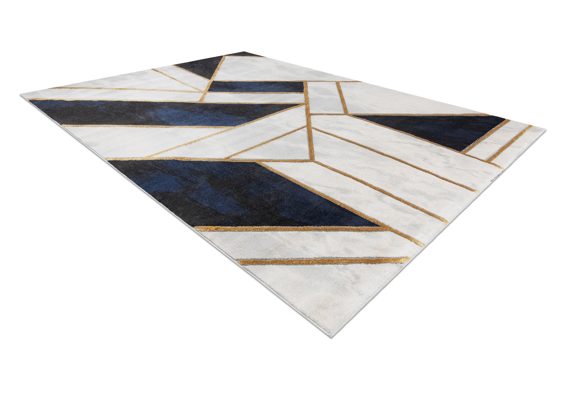 Dywan EMERALD ekskluzywny 1015 glamour, stylowy marmur, geometryczny granatowy / złoty 180x270 cm - 3