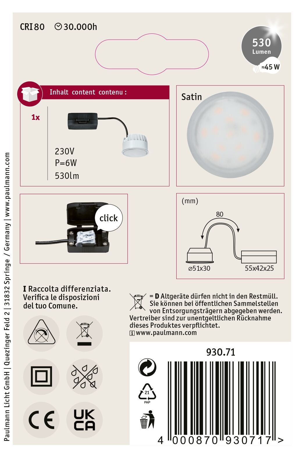 Spot encastré modulaire LED Nova Coin rond 51mm Coin 6W 530lm 230V 4000K Satiné - 4