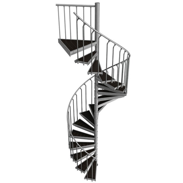 Escada exterior / Escada em espiral Ø 225 cm | Alturas : 324 - 341 cm | Revestimento dos degraus em WPC