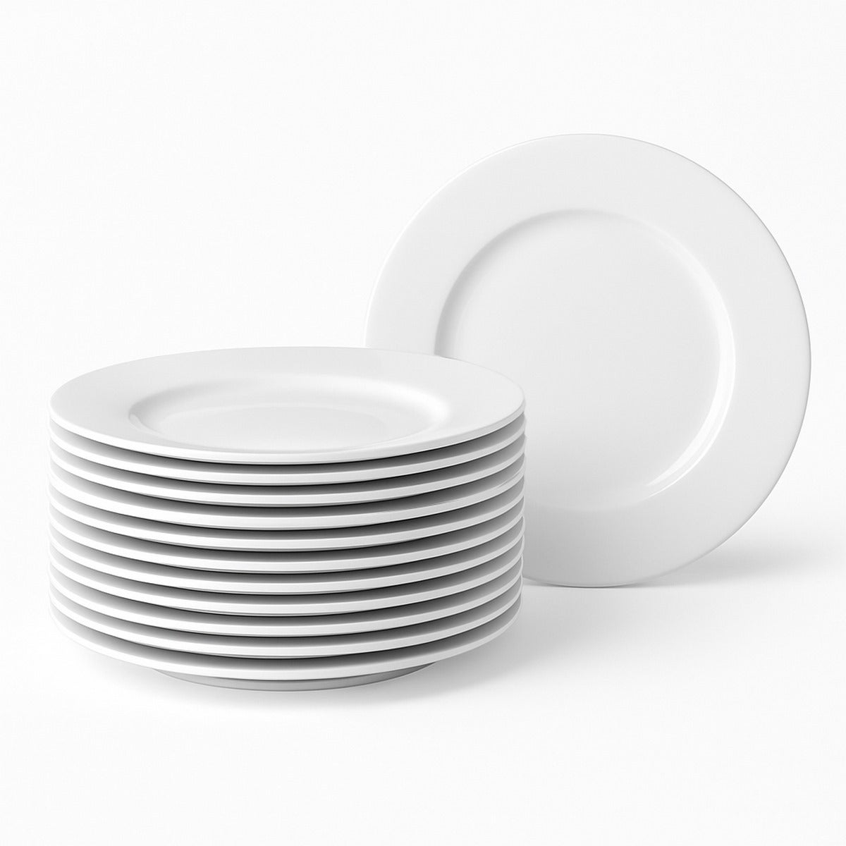 Casa Selección Juego De 12 Platos Llanos Redondos En Porcelana Color De 27 Cm Casaselección Blanco , Leroy Merlin