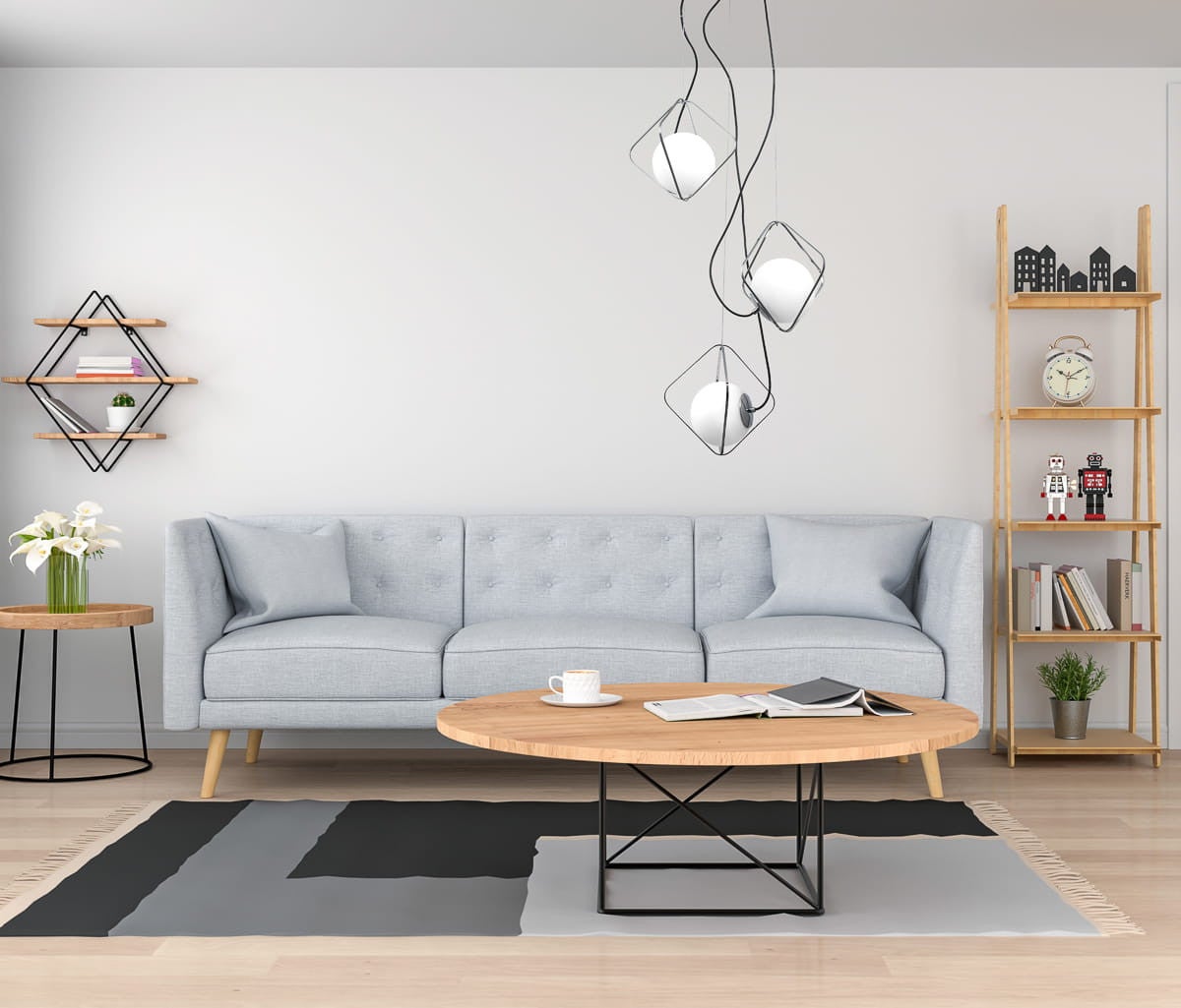 Suspension moderne Canto Chrome, noir en verre - 2