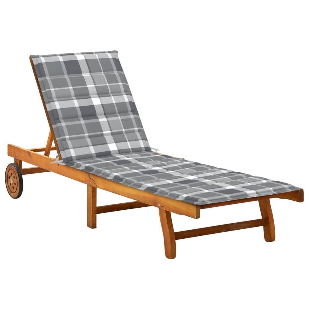 Lettino Prendisole da Giardino | Sedia a Sdraio | Chaise Longue con Cuscino Massello di Acacia CFW601156 - 2