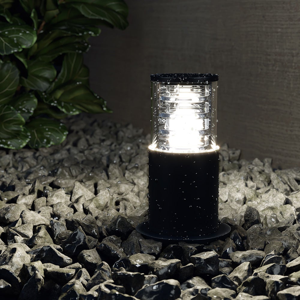Lampione da esterno, paletto luminoso, 1 lampada, piantana, stile moderno, struttura in alluminio , plafoniera in vetro cilindrico nero Maytoni - 6