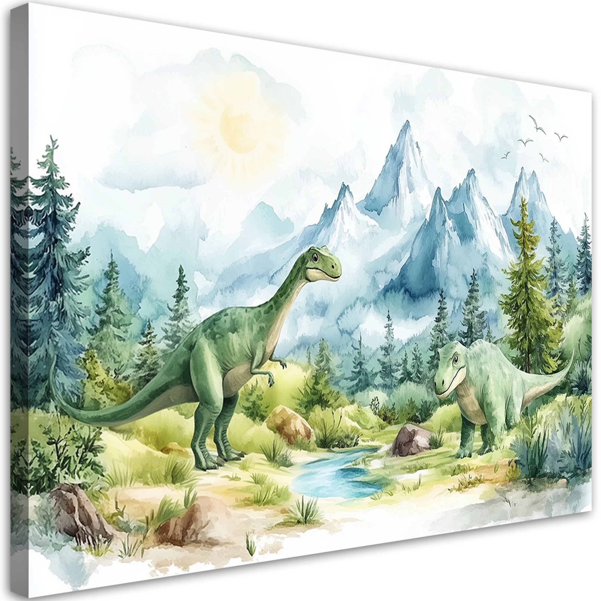 Obraz dla chłopca, Dinozaury Prehistoryczne Gady Pejzaż Zielony 60x40