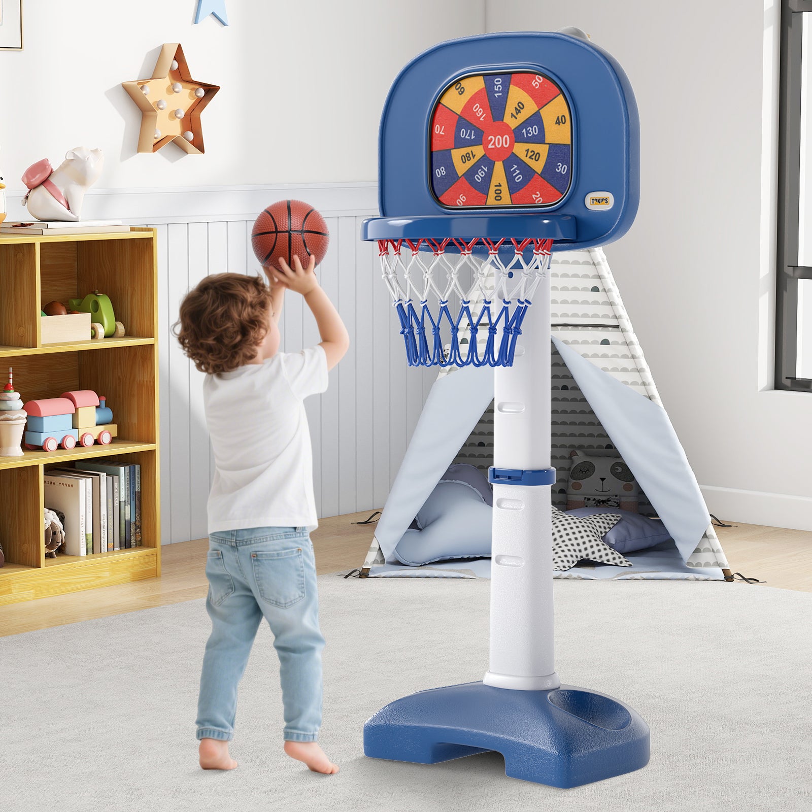 4 en 1 Panier de Basket-Ball Enfants avec Hauteur Réglable(111-146cm), Support de Basket-Ball en HDPE & Golf avec Accessoires Riches, pour 3 Ans+ - 8