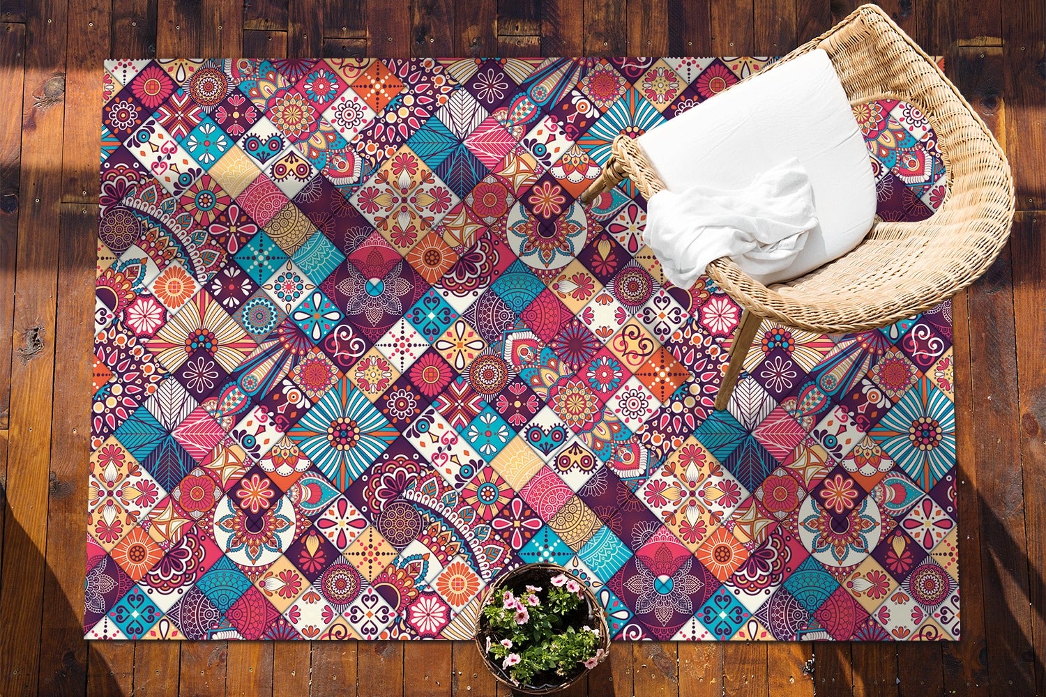 Dywan winylowy kolorowa mozaika dekoracyjna mata winylowa do pokoju modny wzór 90x60 cm – Tulup - 4