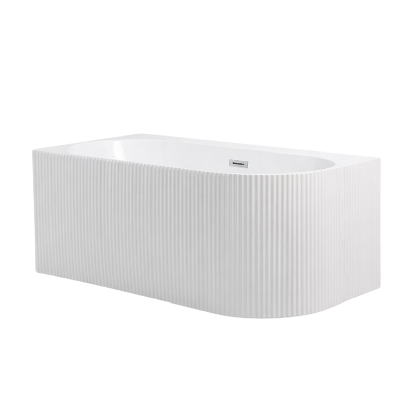 Baignoire d’angle gauche avec bonde et vidage – 170 x 75 cm – Blanc brillant rainuré – PERLE - 5