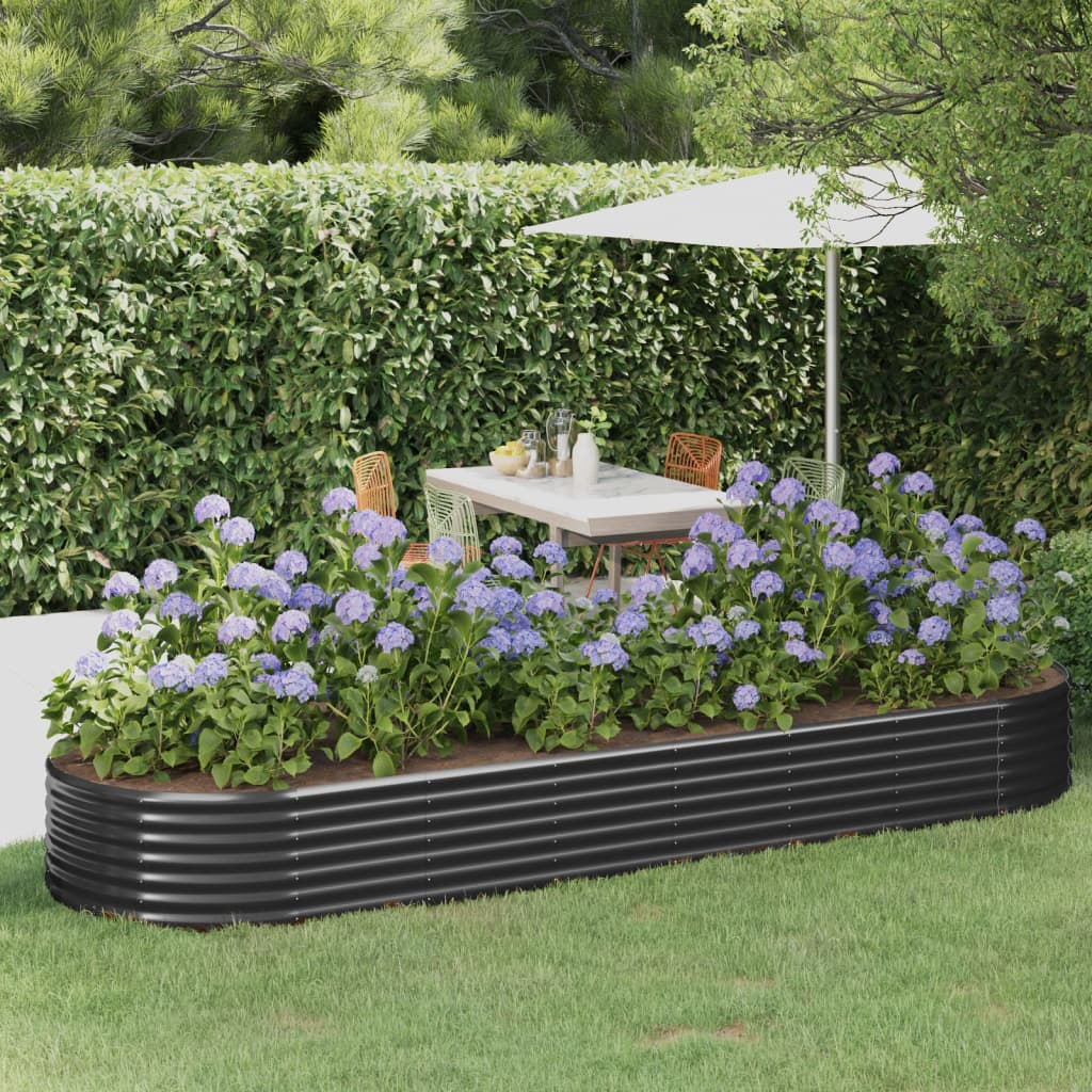 VidaXL Letto Rialzato Da Giardino In Acciaio 440x80x36 Cm – Fioriera Lunga Antracite Per Piante E Orto