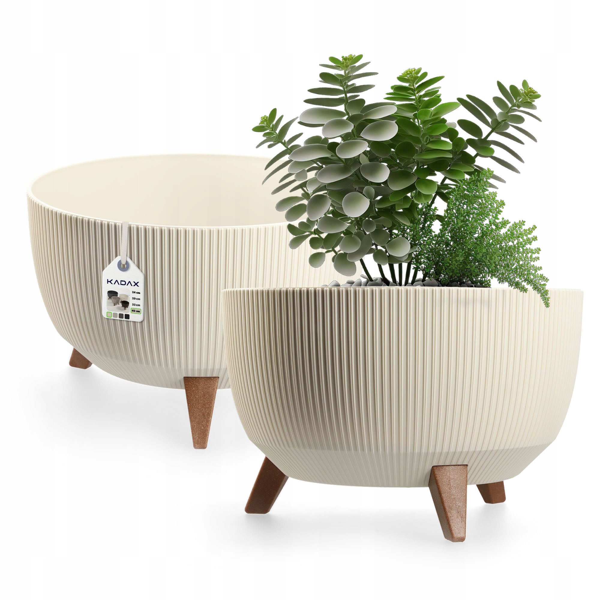 DONICZKA DONICA OSŁONKA NA NÓŻKACH WKŁAD KWIETNIK 40cm KREMOWA MISA OKRĄGŁA