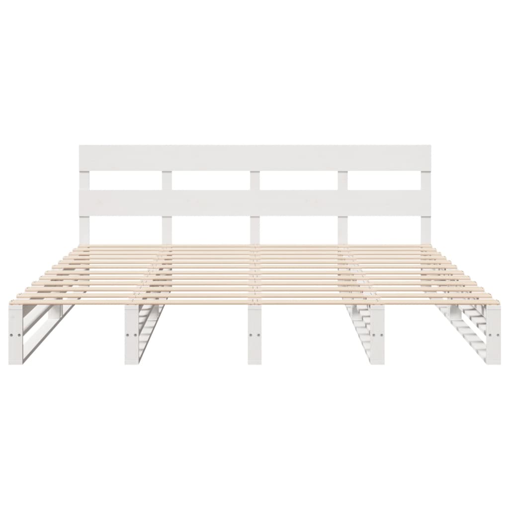 Cadre de lit sans matelas en bois massif de pin blanc pour la chambre, 200 × 200 cm - 5