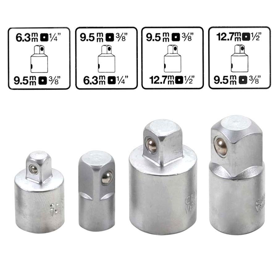 REDUCTEUR / AUGMENTATEUR / ADAPTATEUR CARRE 1/4-3/8-1/2 JEU DE 4 - 3