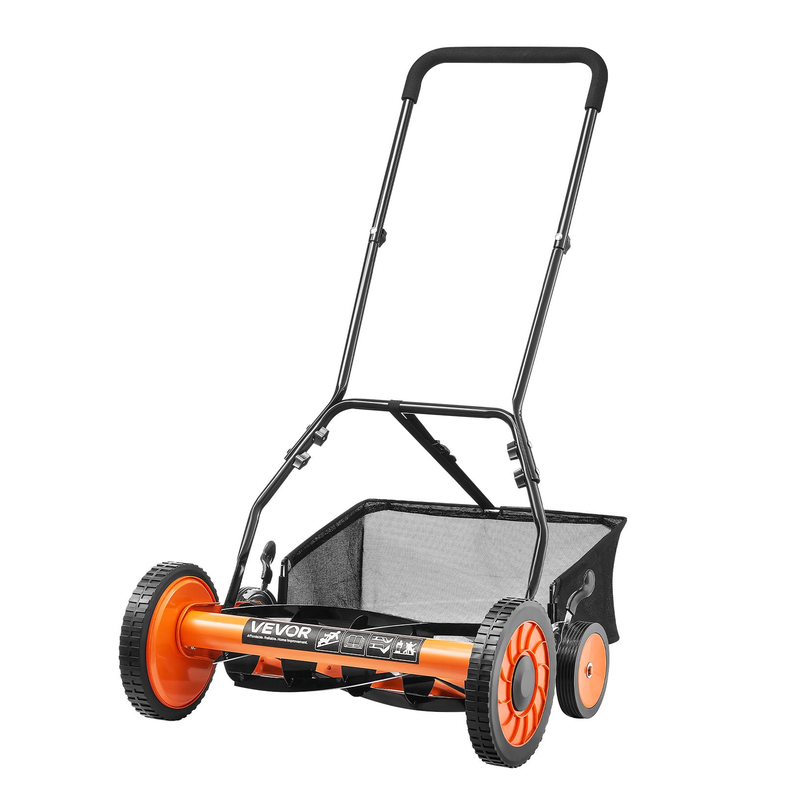 Kosiarka bębnowa VEVOR kosiarka ręczna szerokość koszenia 450mm 5 ostrzy 35-62mm