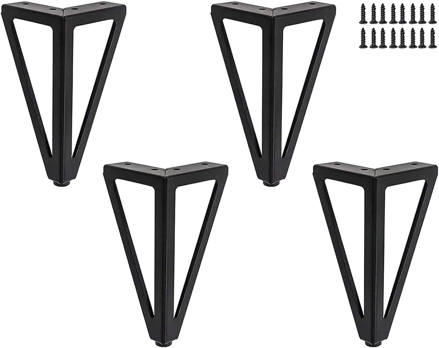 Zestaw 4 metalowych nóg meblowych z pustką - 15 cm - Metalowe nogi stołowe - do samodzielnego montażu mebli, szafek i sof - Czarne