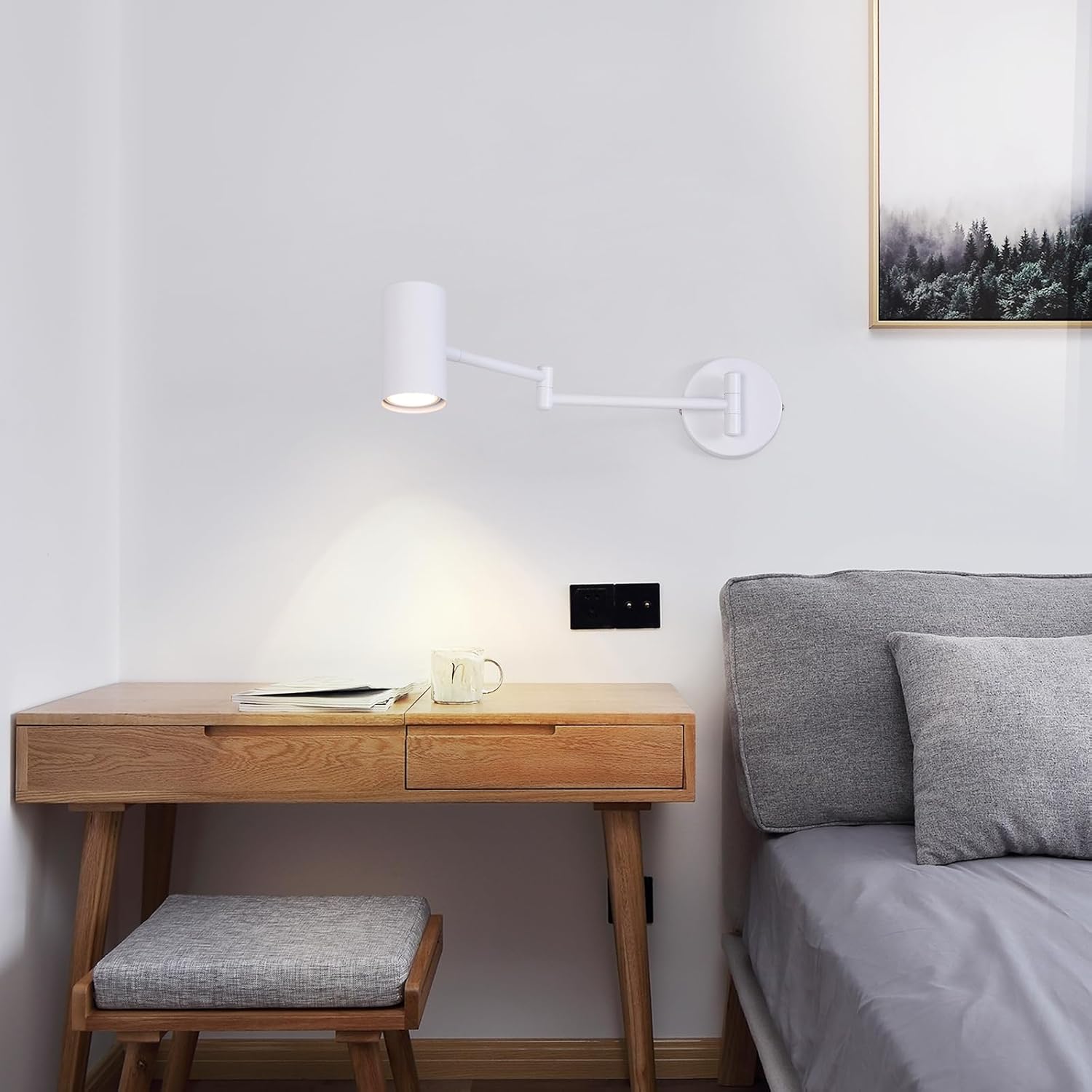 NETTLIFE Aplica de interior GU10 - lampa dormitor spot aplice moderne albe fara bec