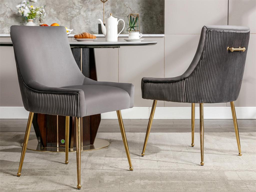 Set De 4 Chaises De Salle à Manger Velours Anthracite – ML DESIGN