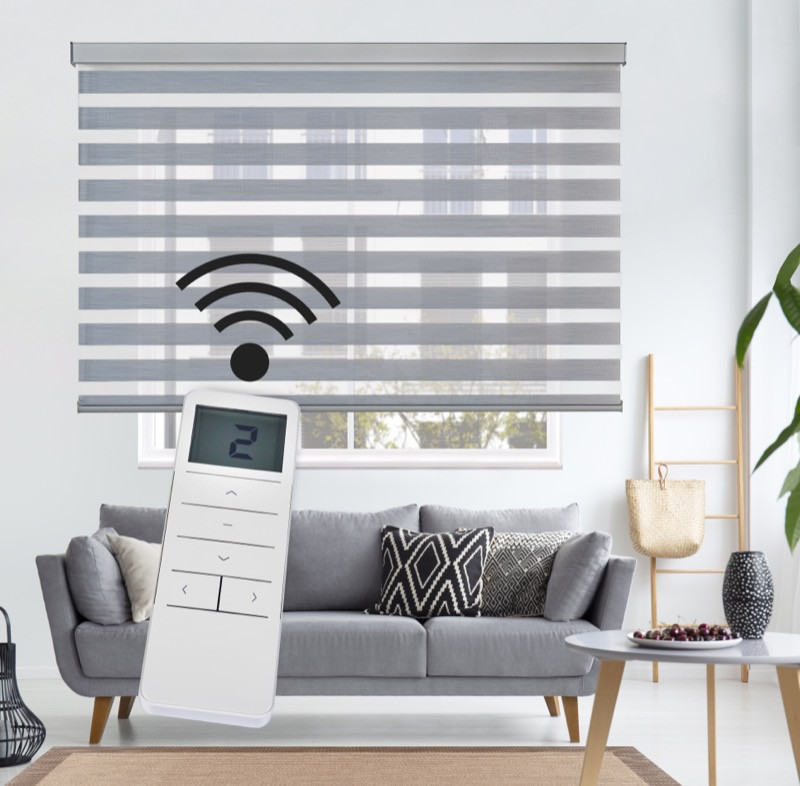 Estores motorizados noche y día square, estores enrollables premium con motor, plata 120x250