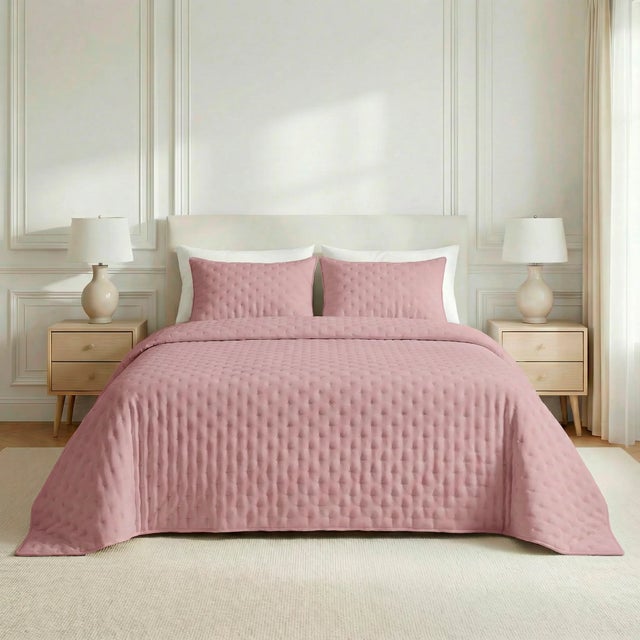Couvre-lit uni matelassé au toucher doux Rosa - 180x270 cm