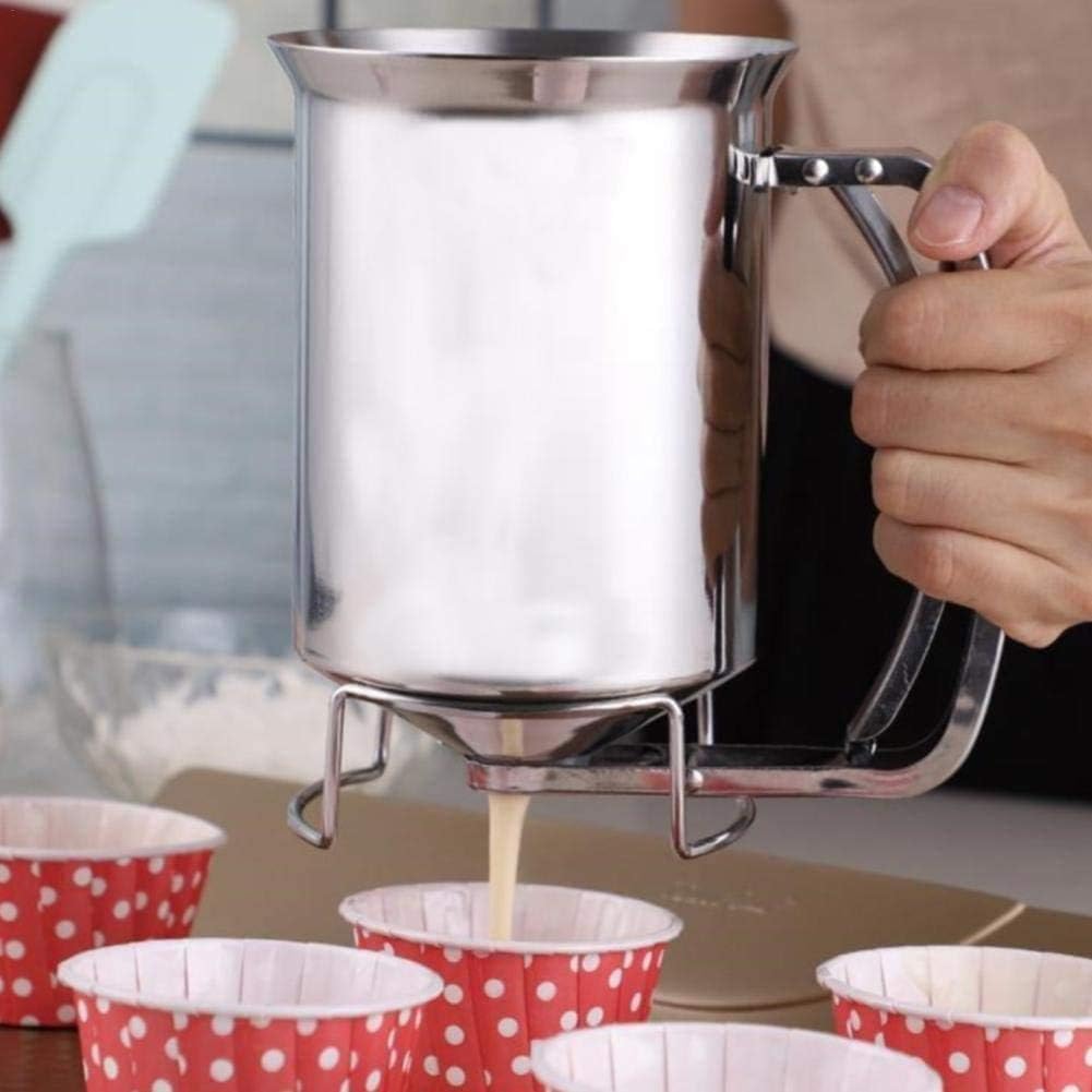 Dispensador de masa para pasteles de acero inoxidable: herramienta para hacer pasteles panqueques magdalenas y gofres (900 ml) - 4