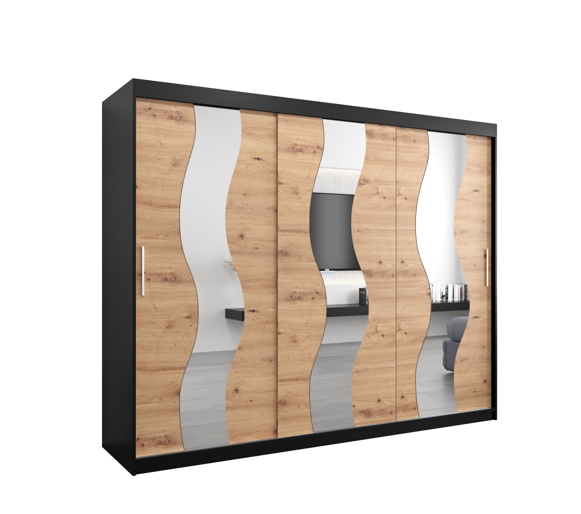 Szafa przesuwna garderoba SEWILLA 250 x 62 x 200 cm Czarny + Artisan - Abiks Meble
