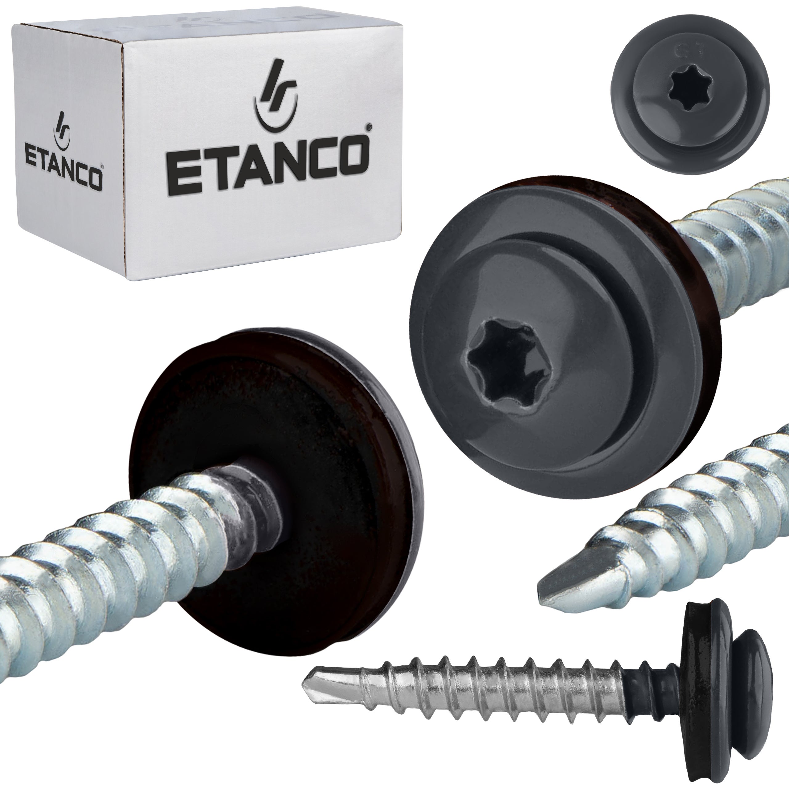 Wkręty farmerskie Etanco GTFP 4,8x35 mm RAL 7016 samowiercące 250szt