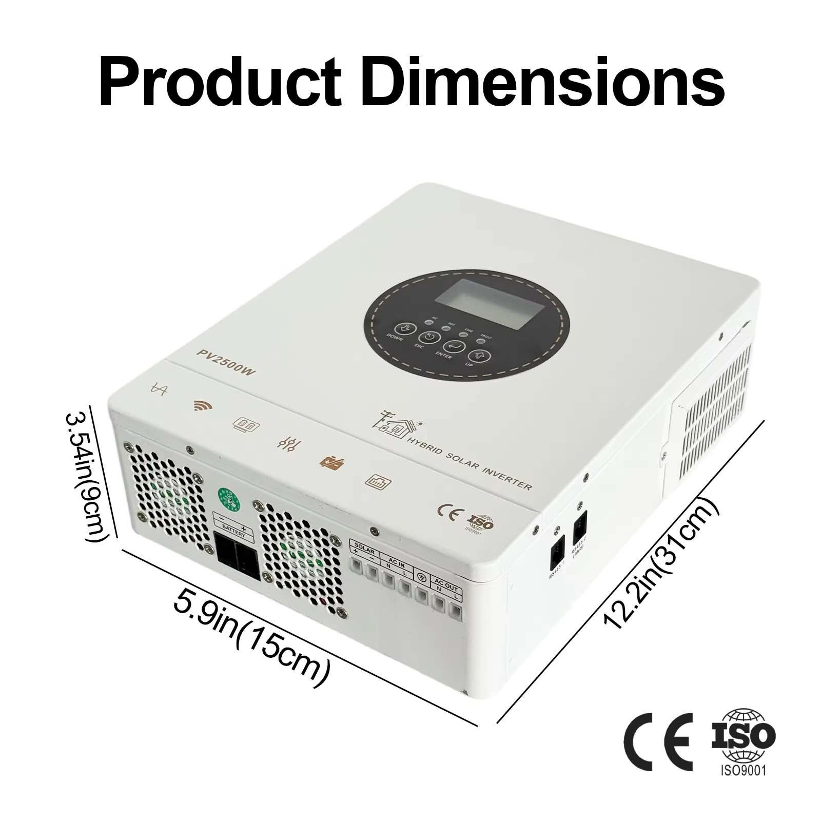 NICOLA Inversor Híbrido 12V 1800W Onda Pura Solar MPPT Integrado Conversor 12V DC 230V AC Sem Bateria para Casa Camping Energia Solar - 2