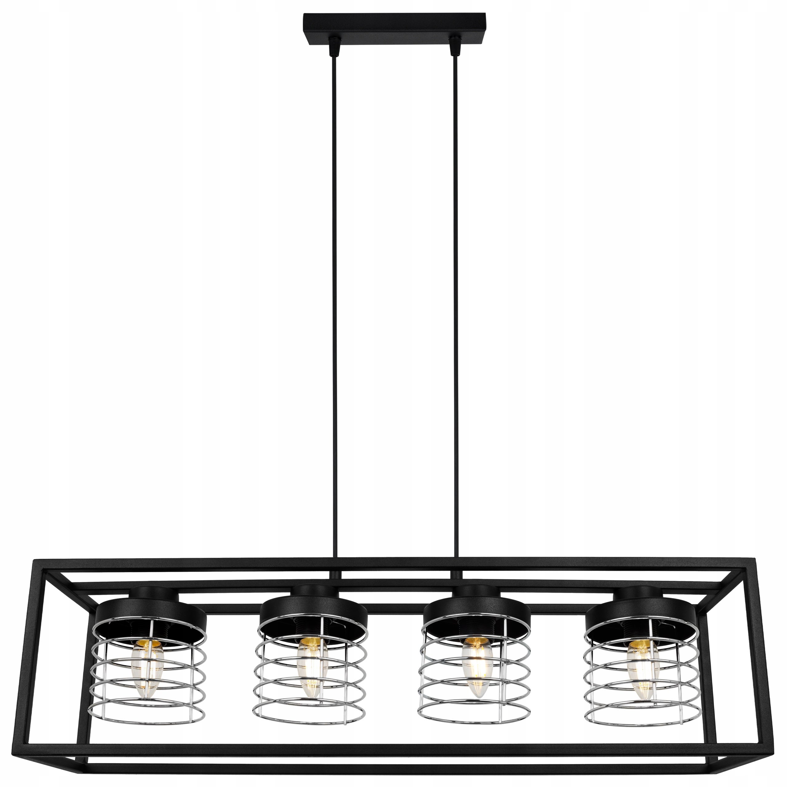 Lampa sufitowa wisząca Rasti Cage modern 4xE27 abażur walec druciak srebrny Light Home LH
