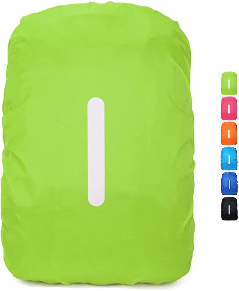 Opakowanie odblaskowych pokrowców na plecaki w kolorze neonowo-zielonym, rozmiar XXL (135 x 95 cm), wodoodporne pokrowce na plecaki, idealne na piesze