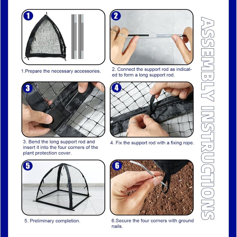 Protection pour fraisiers, 56 x 56 x 56 cm, cage de protection pour plantes empêchant l'intrusion d'animaux, filet de protection, 1 pièce - 4