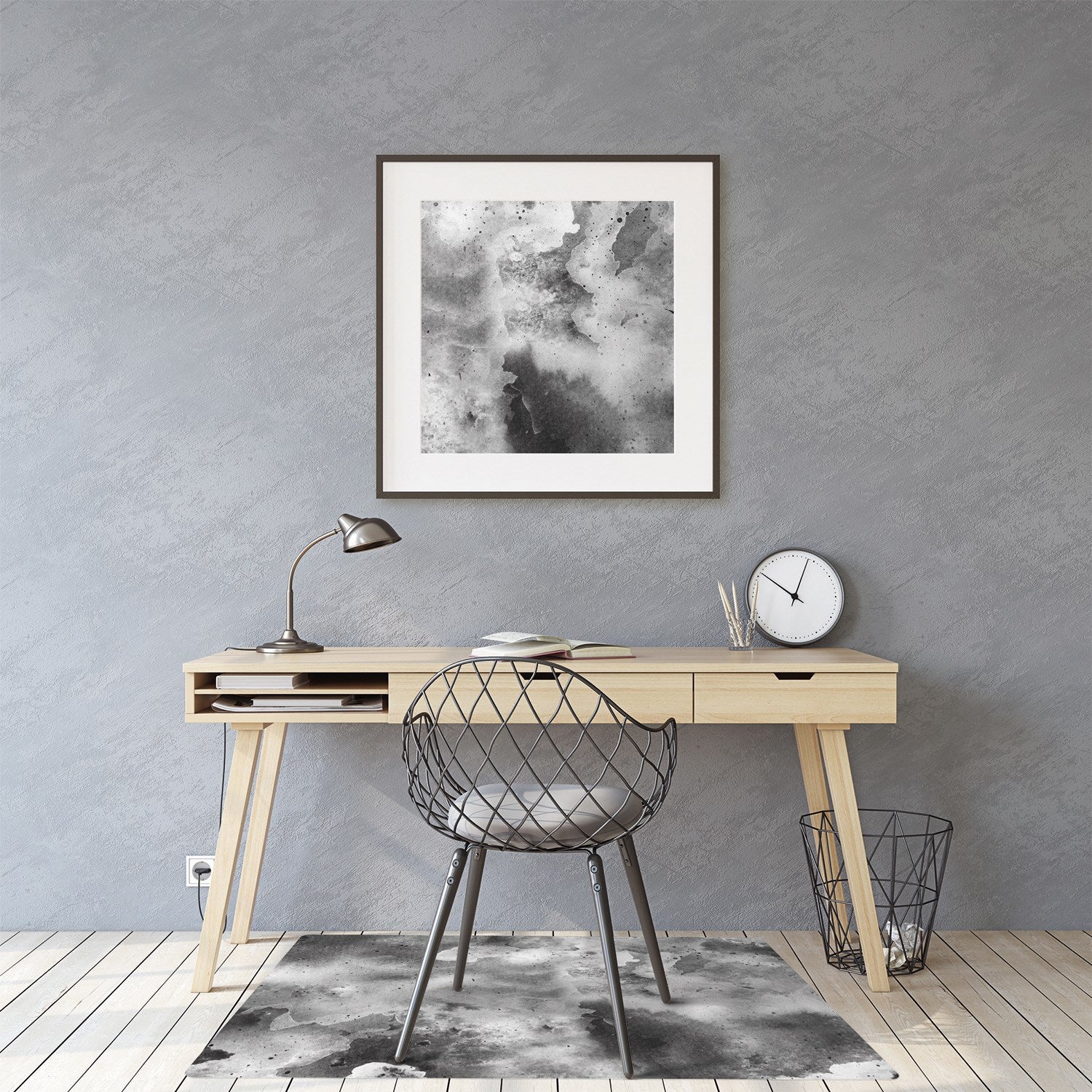 Mata pod krzesło komputerowe, Pojedynczy kolor marmurowa tekstura 120x90 cm – Tulup - 3