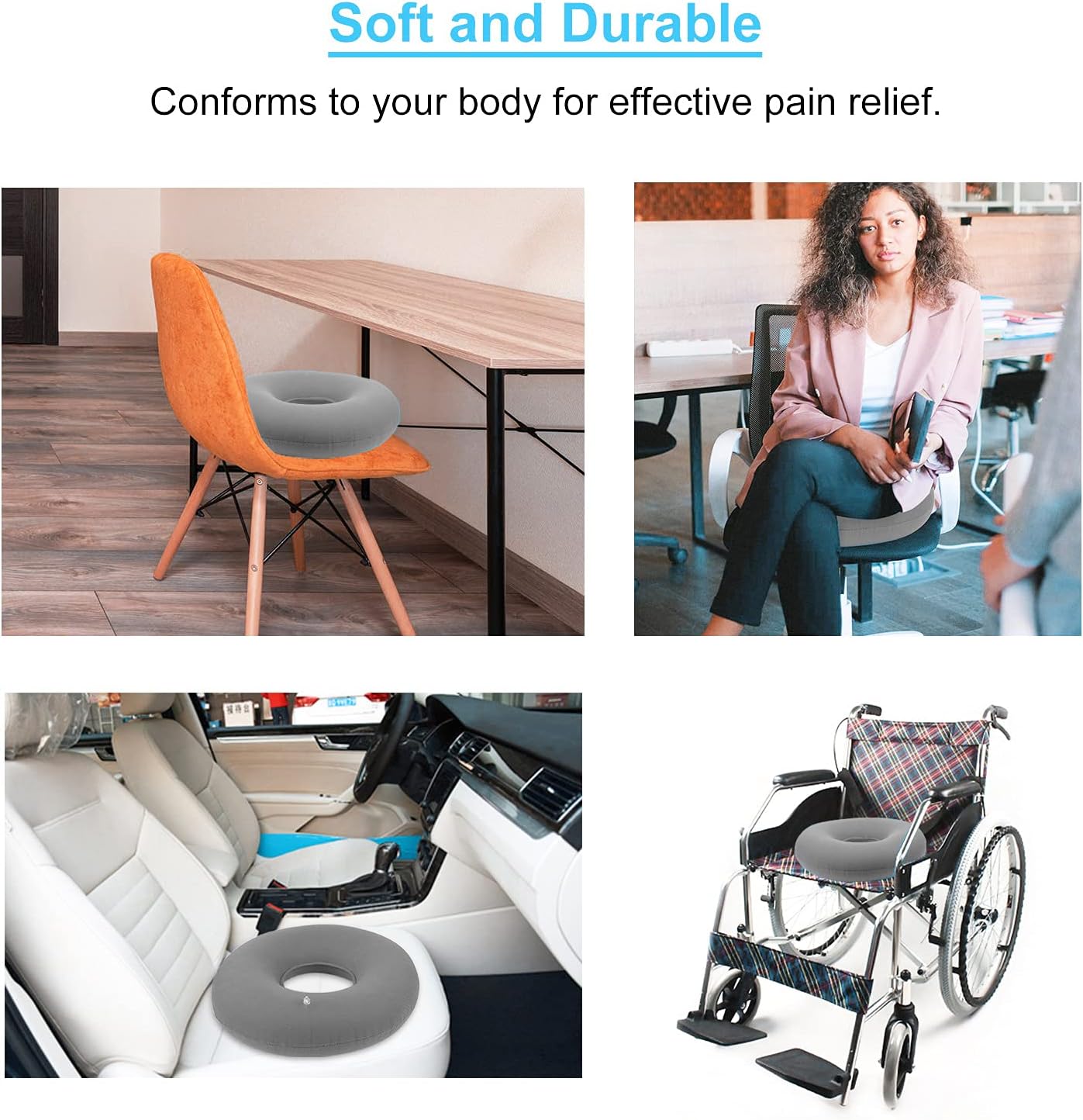 Travesseiro de espuma viscoelástica - Travesseiro tipo donut para alívio de hemorroidas - 3