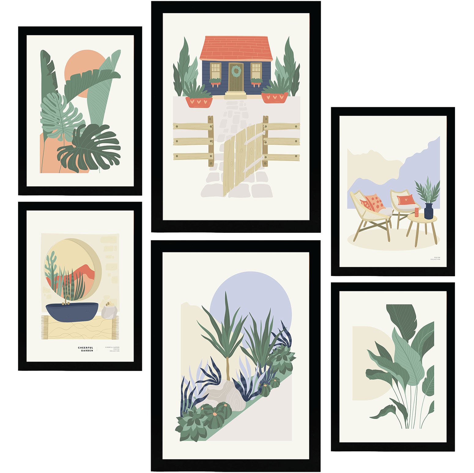 Nacnic set de 6 posters minimalismo en colores pastel desierto láminas de paisajes y naturaleza para el diseño y tamaños a3 & a4 sin marcos