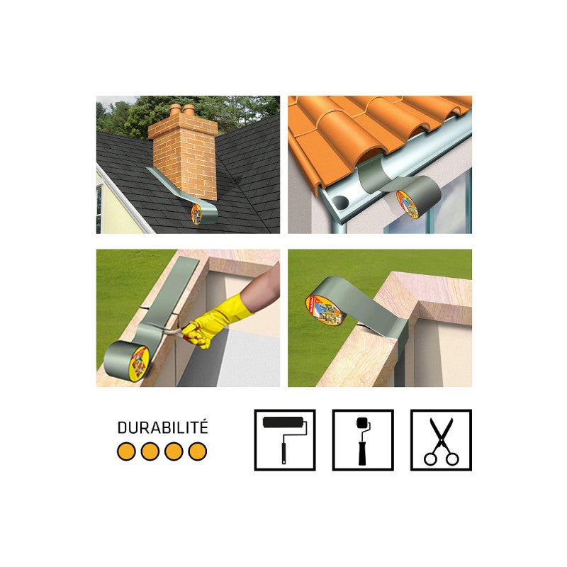 Bande d'étanchéité bitumineuse SIKA SikaMultiSeal - Gris - 200mm x 10m - 4