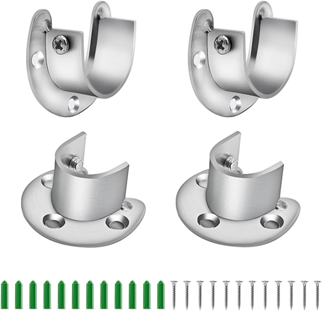 4 soportes de brida en forma de u de 28 mm para perchero (plateados)