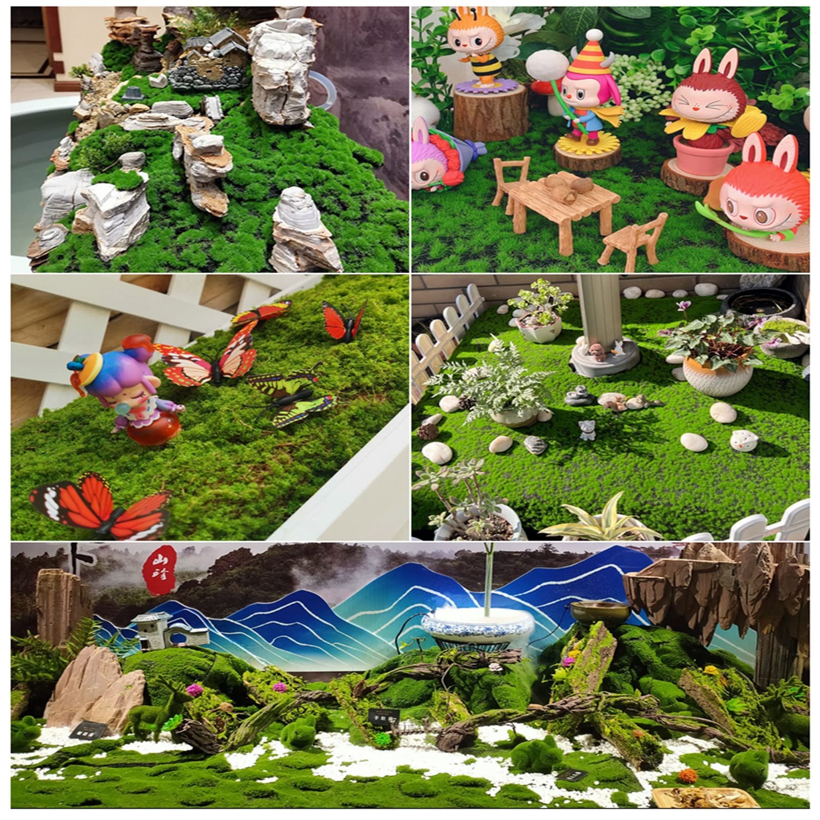 Relvado de musgo artificial, tapete de musgo artificial, tapete decorativo de relva de musgo falso, plantas artificiais, 100 x 100 cm - 5