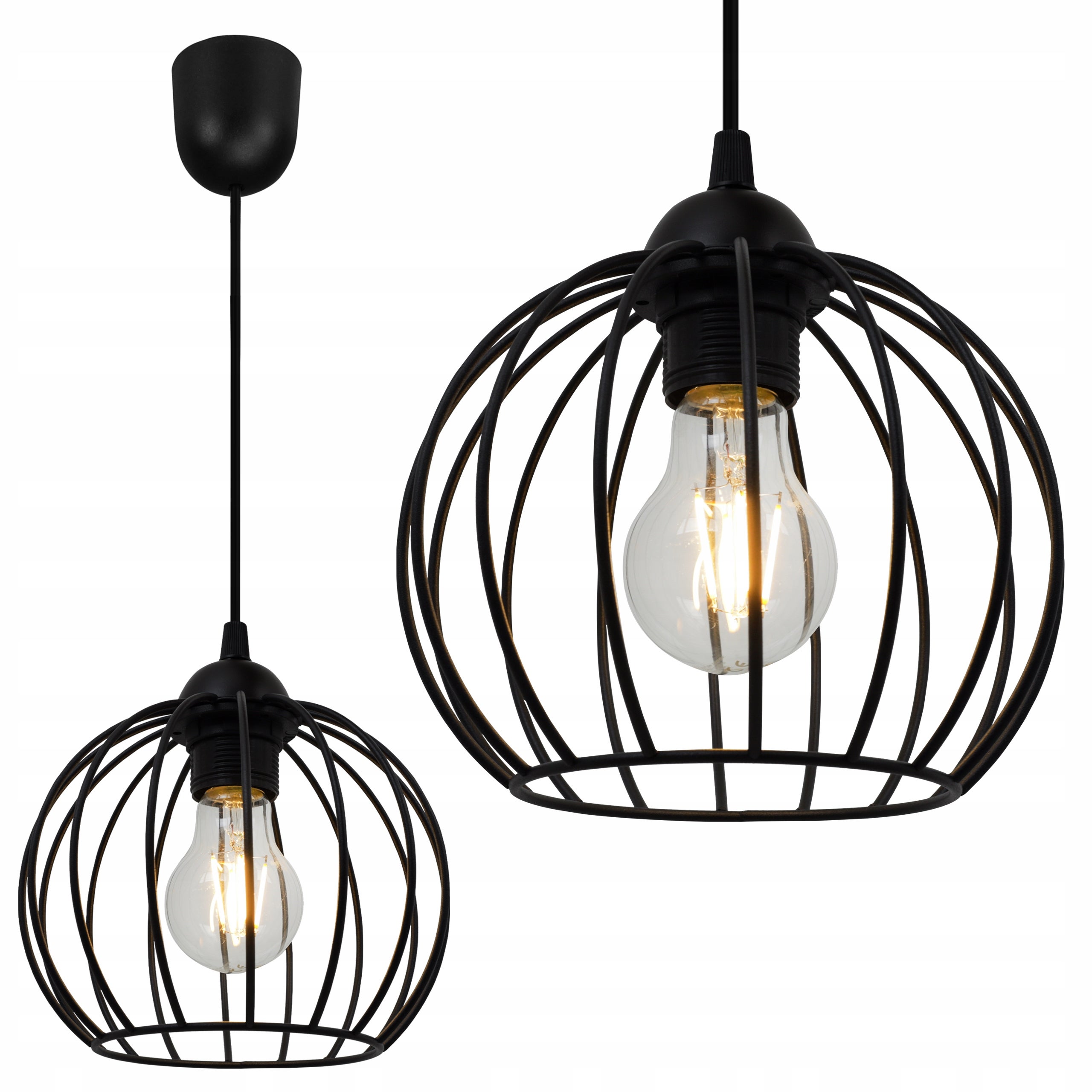 Lampa sufitowa wisząca Nuvola boho 1xE27 abażur kula druciak czarny Light Home LH