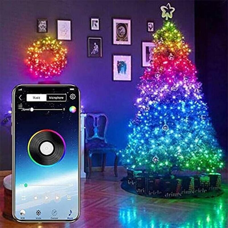 Świąteczna girlanda świetlna - Sterowana smartfonem, oświetlenie dekoracyjne wewnętrzne/zewnętrzne (20 m, 200 LED)